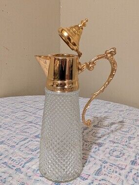 Vintage Glass Decanter With Ornate Handle